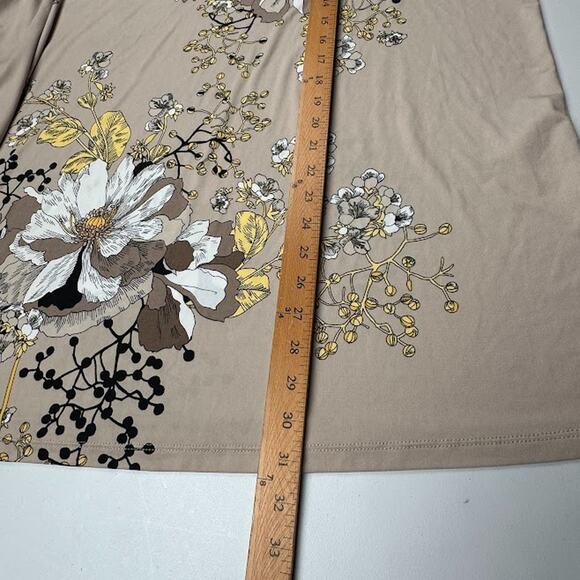 Susan Graver Top Womens 3X Tan Floral Beaded Liquid Knit Stretch Comfort Office - Picture 13 of 15